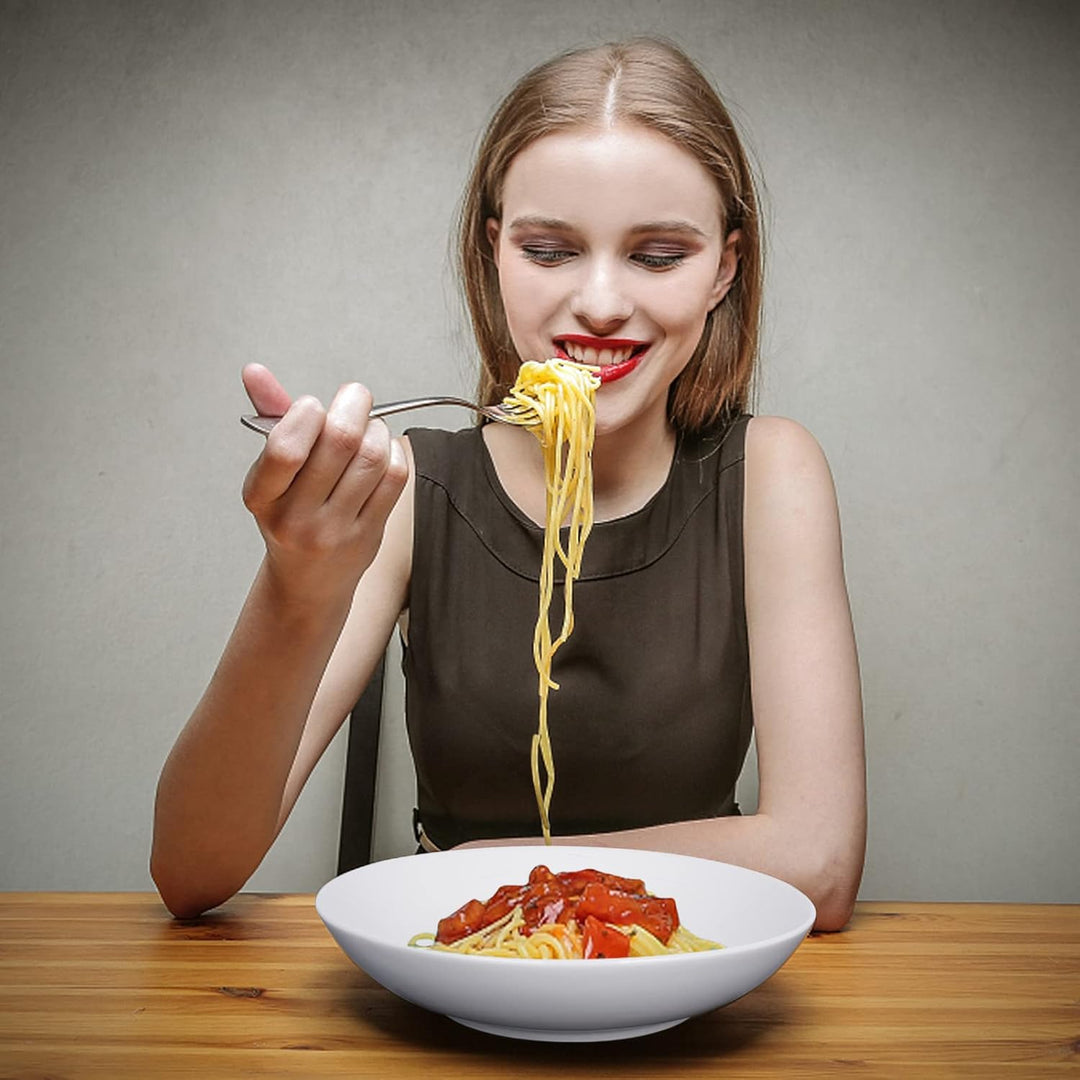 ALLUSEIT Pastateller Keramik, 6er Set 1.1L Porzellan Suppenteller, Tiefe teller Gross, Frühstückstel