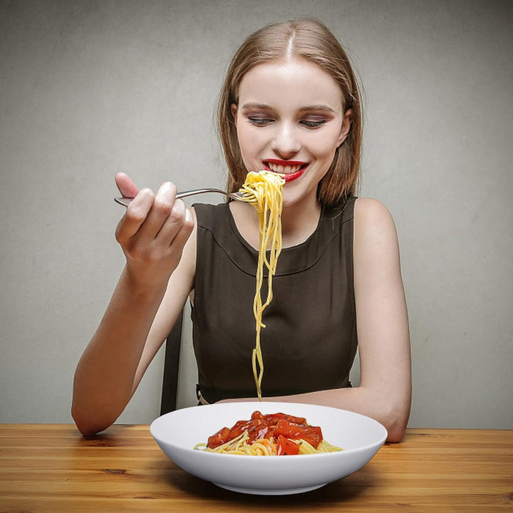 ALLUSEIT Pastateller Keramik, 6er Set 1.1L Porzellan Suppenteller, Tiefe teller Gross, Frühstückstel