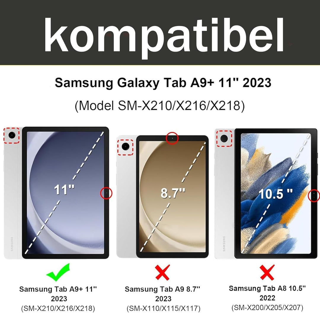 SENGBIRCH Tastaturhülle für Samsung Galaxy Tab A9 Plus 11'' 2023 - QWERTZ Deutsche Tastatur Abnehmba