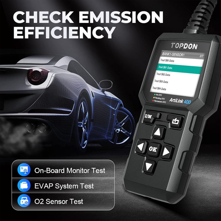 OBD2 Diagnosegerät, TOPDON AL400 Auto Diagnosewerkzeug, I/M Bereitschafts, 10 OBD2 Modi, Motorkontro