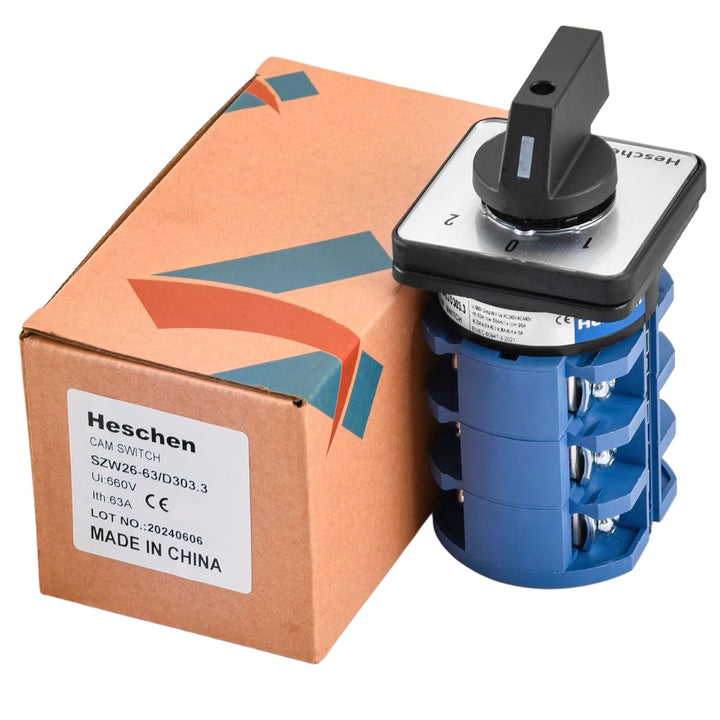 Heschen Universal-Rotationsschalter SZW26-63/D303.3, 660V 63A, Ein-/Aus-Schalter, 3 Phasen, 12 Klemm