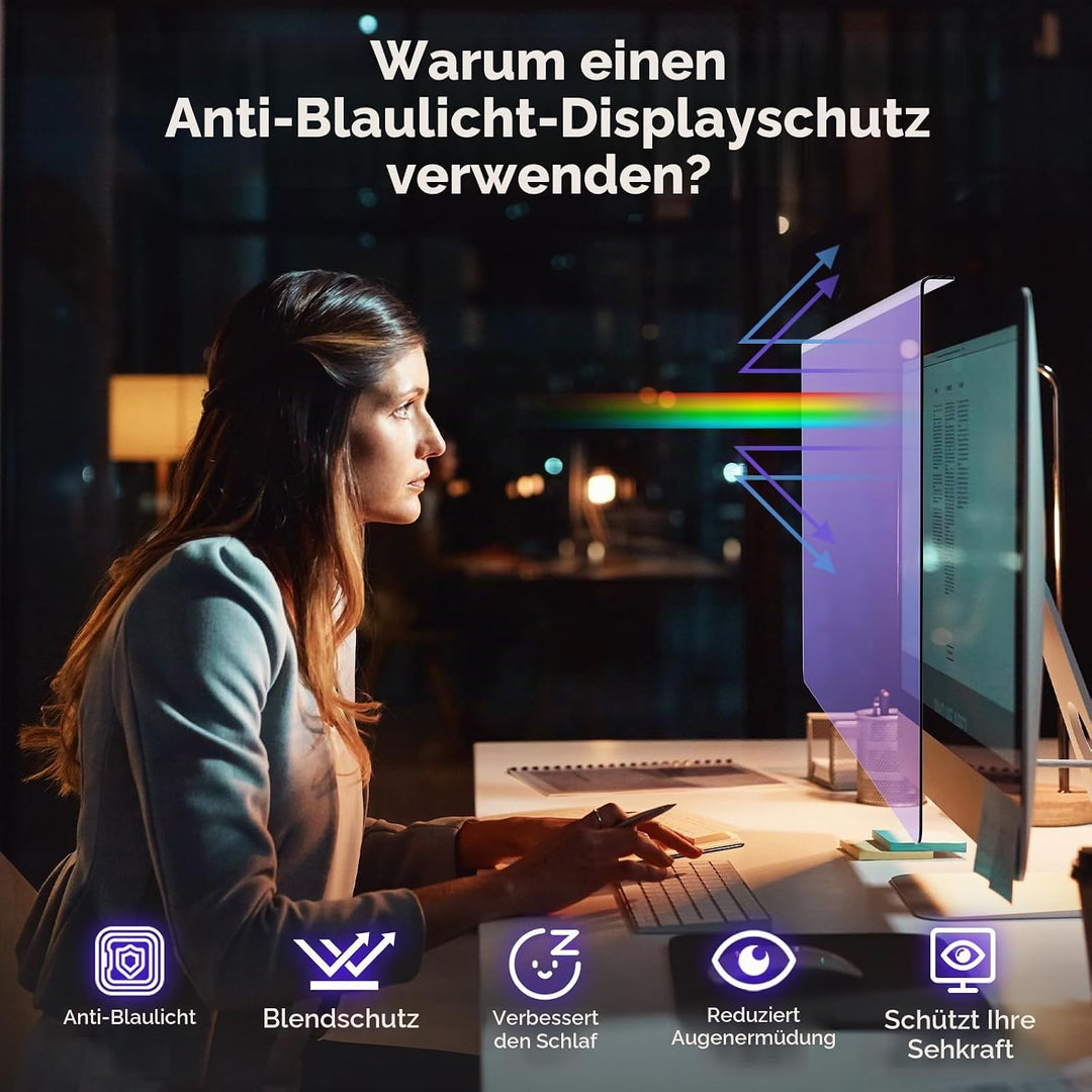Qoosea 23-24 Zoll Blaues Licht Blockierung Bildschirmschutz für Computermonitore Universelle Passfor