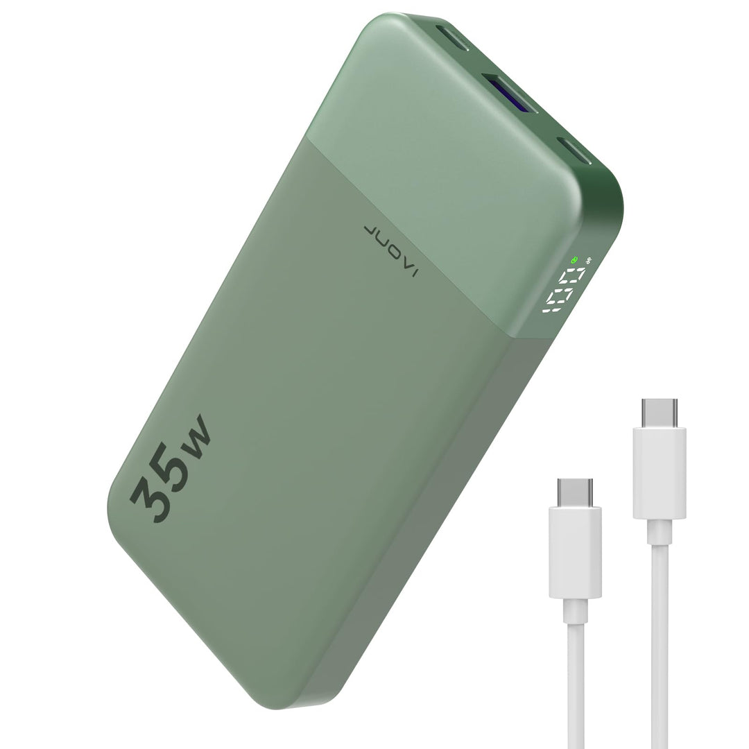 JUOVI Tragbare Powerbank 10000 mAh 35 W Schnellladung Tragbares Ladegerät mit PD 3.0 QC 4.0, 2 Typ-C