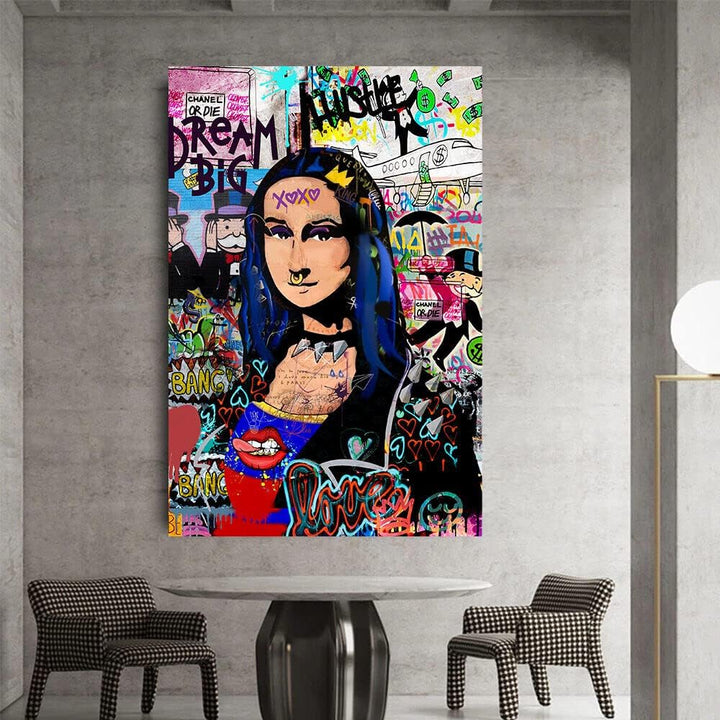Magic Canvas Art Mona Lisa Graffiti Pop Art Leinwandbild 1- teilig Hochwertiger Kunstdruck Wandbilde