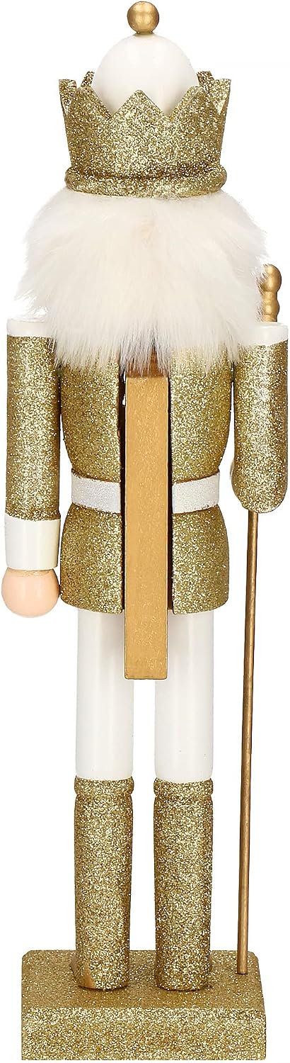 SPRINGOS Nussknacker Figur aus Holz Soldat Höhe: 38 cm mit langem Bart und Glitter Weihnachten Weihn