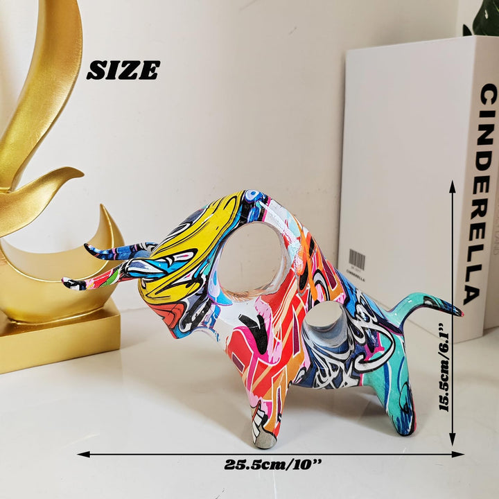 PIGPIGFLY Stier Statue,Graffiti-Ornamente,Harz Paar Katzen,Deko Wohnzimmer,Home Store Dekoration, Bü