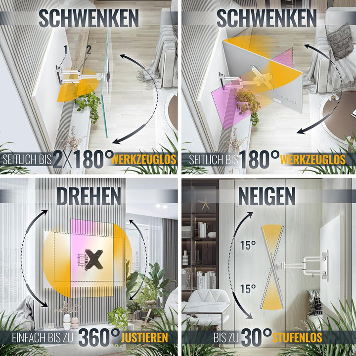 RICOO TÜV geprüfte TV Wandhalterung Fernseher Schwenkbar für 15-37 Zoll, Universal TV Halterung S212