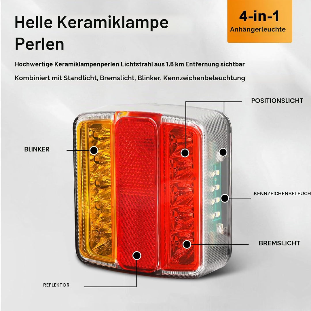 Qiping 2 Stk LED Rückleuchten Anhänger, 12V Universal LKW Rücklicht Rücklichter Heckleuchte mit Kenn