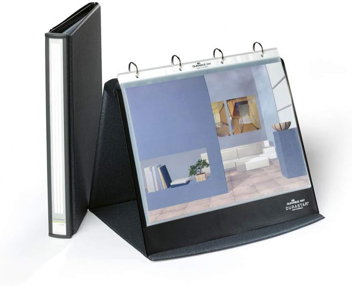 Durable Tisch-Flipchart Durastar, mit 10 PP-Hüllen, A4 quer, beschriftbar & erweiterbar, basalt, 856