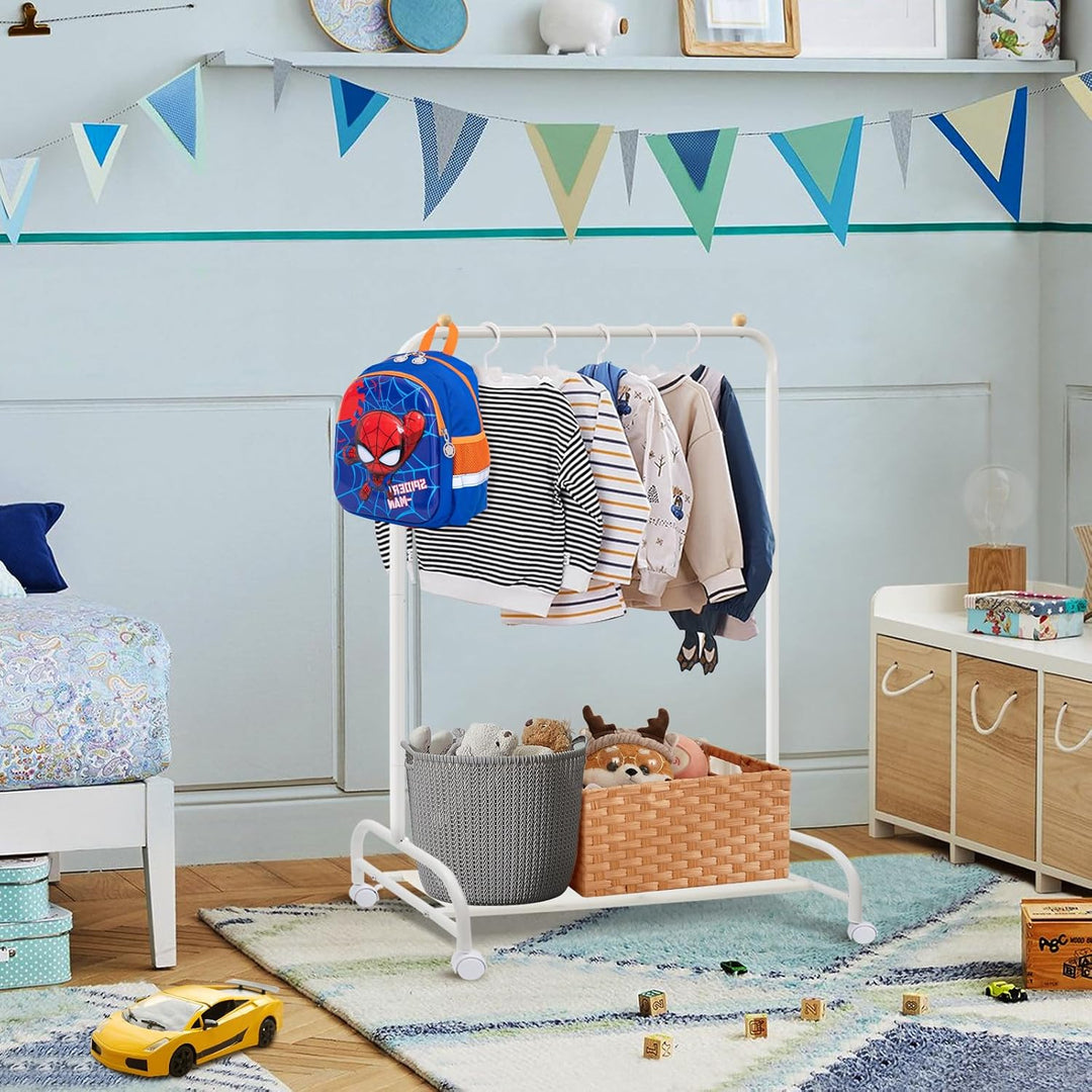 YGJT Kinder Kleiderständer, Garderobe mit Ablage & Kleiderstange für Kinderzimmer, Mädchenzimmer & S
