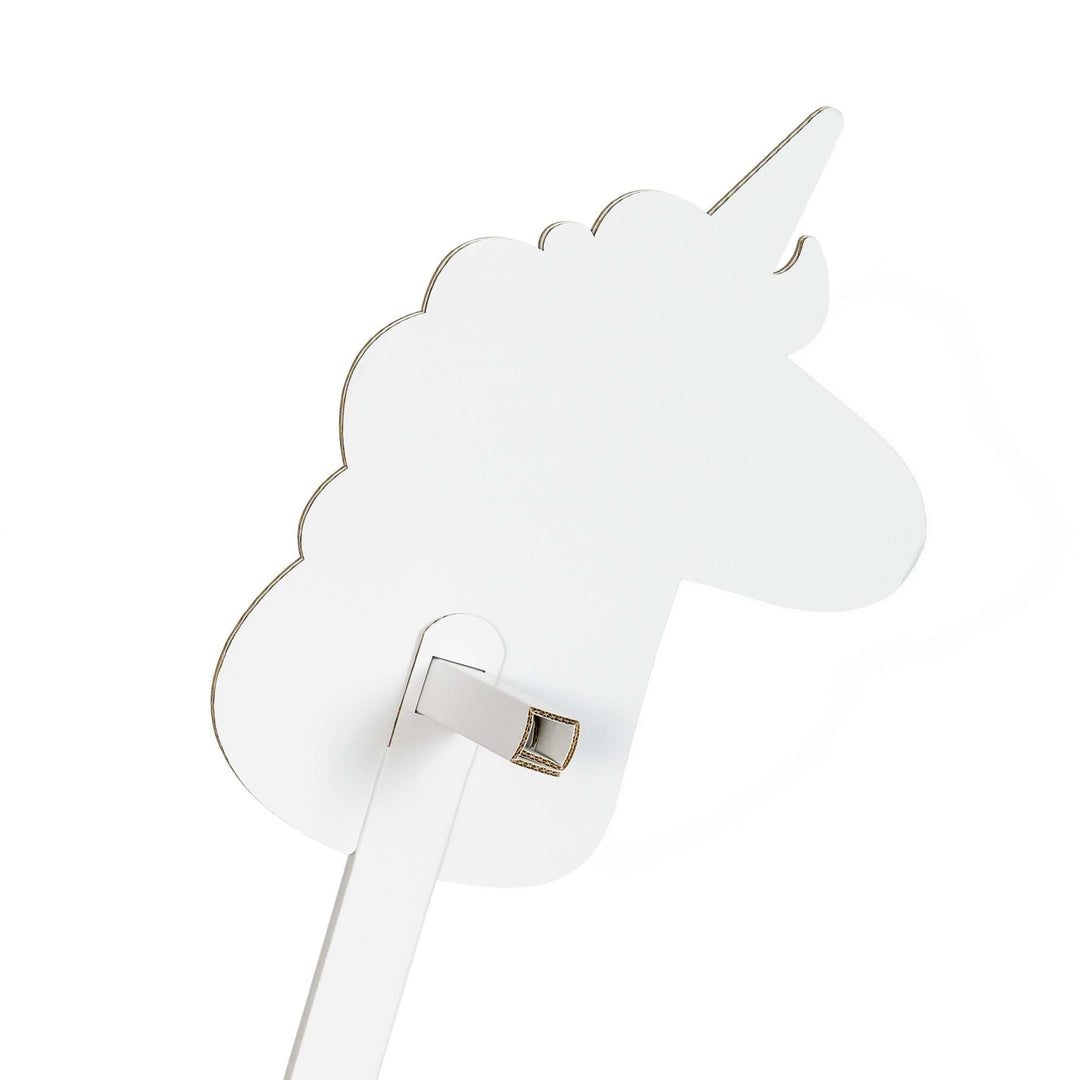 Steckenpferd aus Pappe 115 x 40 x 25 cm Hobbyhorse Stockpferd - Einhorn weiss zum Bemalen und Bekleb
