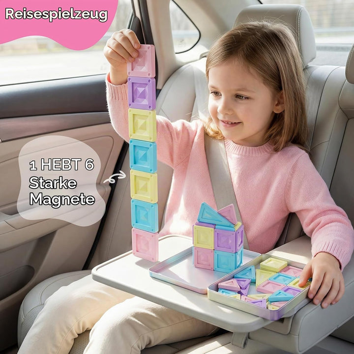 Magnetische Bausteine Reisespielzeug ab 3 Jahre 40pcs Montessori Magnetbausteine Lernspielzeug mit t