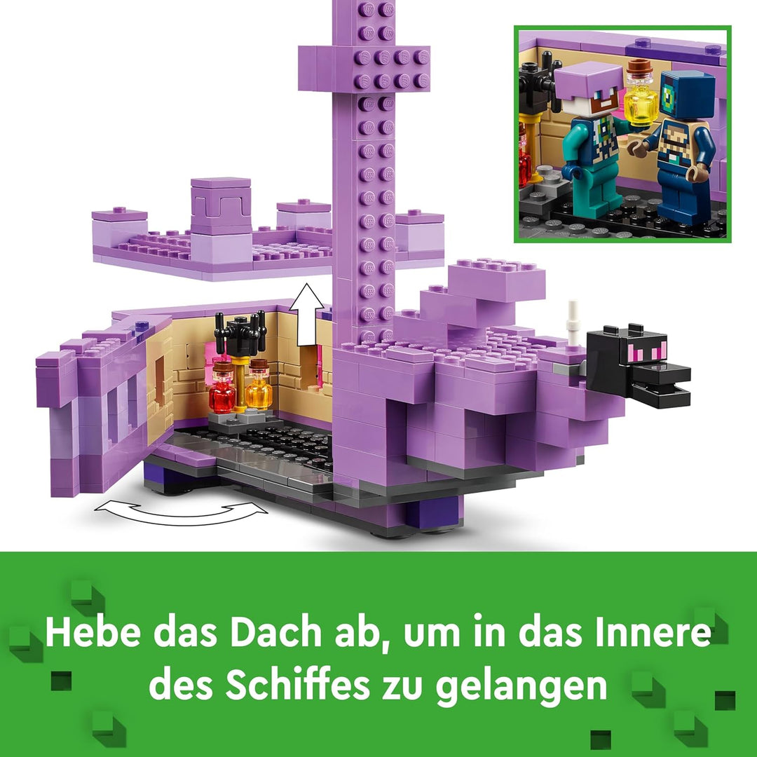 LEGO Minecraft Der Enderdrache und das Endschiff, Action-Spielzeug und Entdeckerset, Bauset zum Vide
