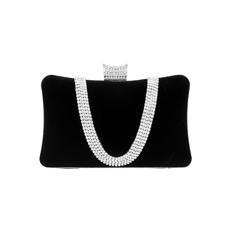 CORIOS Damen Abendtasche Samt Clutch Bag Glitter Strass Handtasche Kette Tasche Shining Portemonnaie