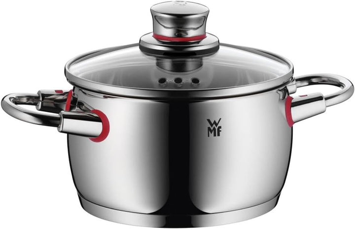 WMF Quality One Topfset Induktion 4-teilig, Kochtopf Set mit Glasdeckel, Cromargan Edelstahl poliert