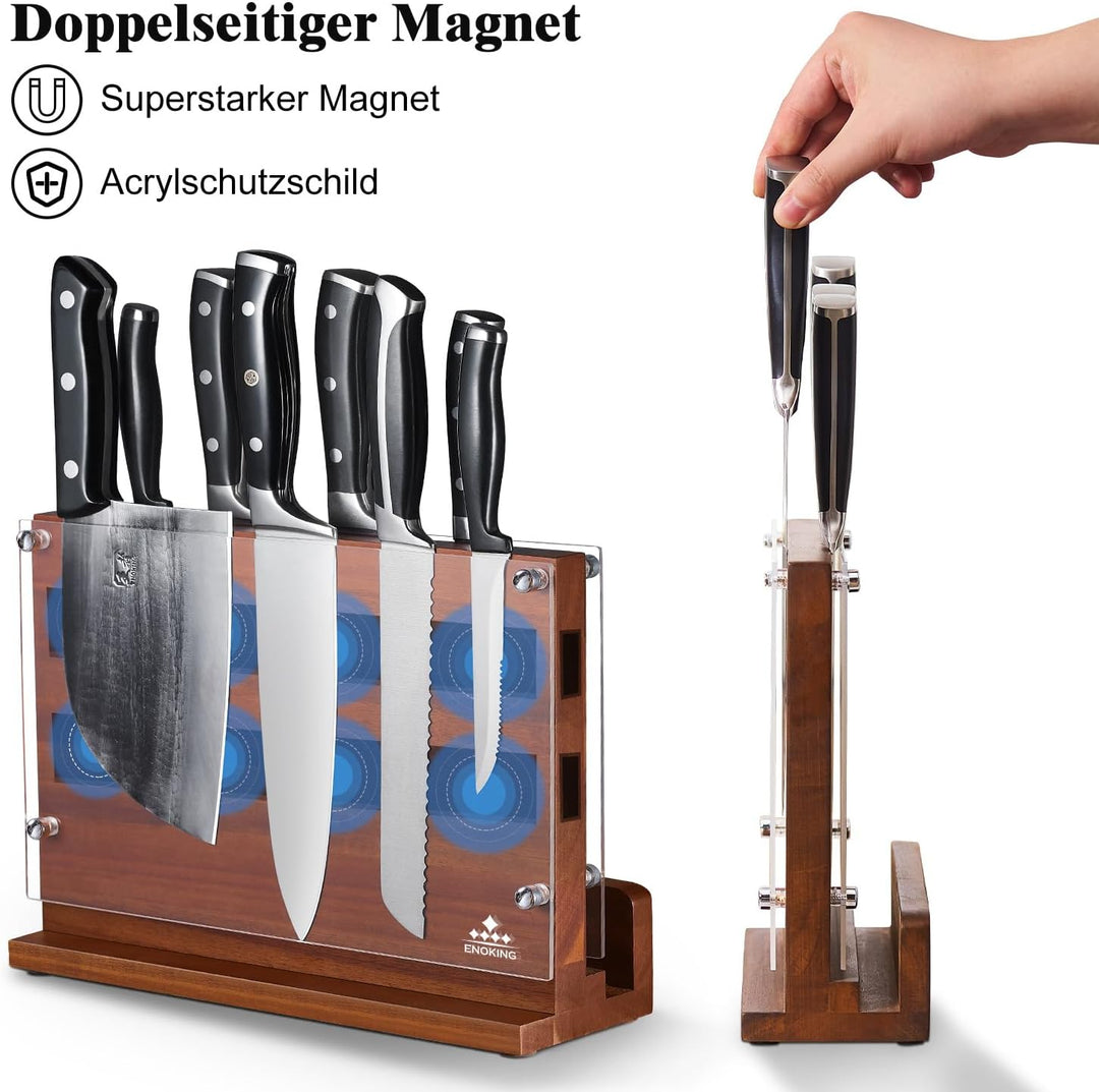 ENOKING Spitzenklasse Plus Messerblock Magnetisch, Magnetischer Messerblock mit Schutz, Hochwertiges