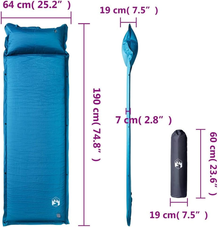 Selbstaufblasende Isomatte mit Kissen Türkis,Isomatten,4007135