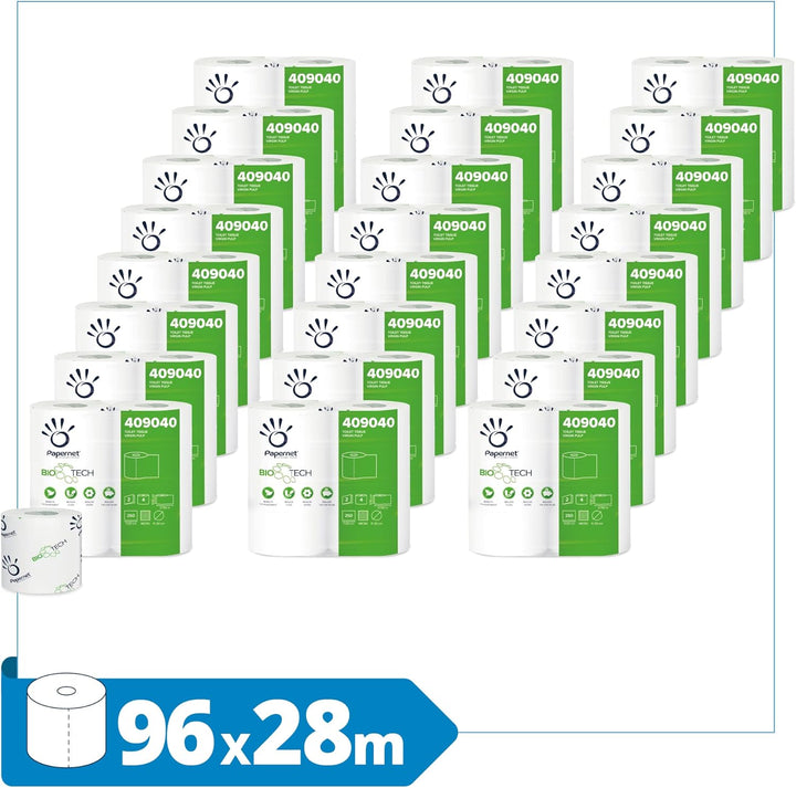 Papernet Bio Tech - Toilettenpapier (409040), 24 4er-Packungen reiner Papierrollen, Länge je 27,5 m,