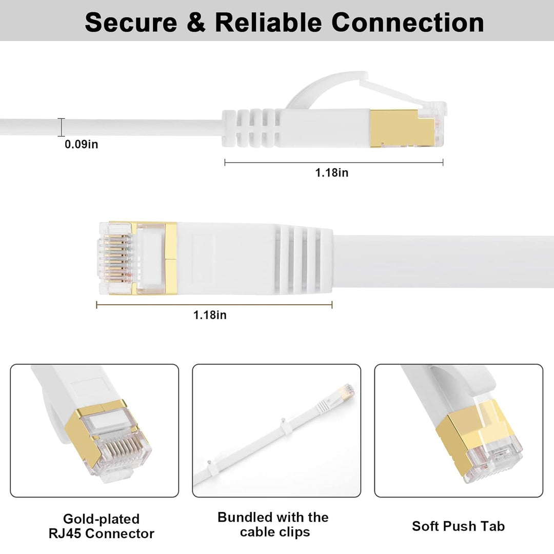 Cat 8 Ethernet Kabel 10m, Hochgeschwindigkeits Flach LAN Kabel Gigabit RJ45 Patchkabel 40Gbps 2000Mh