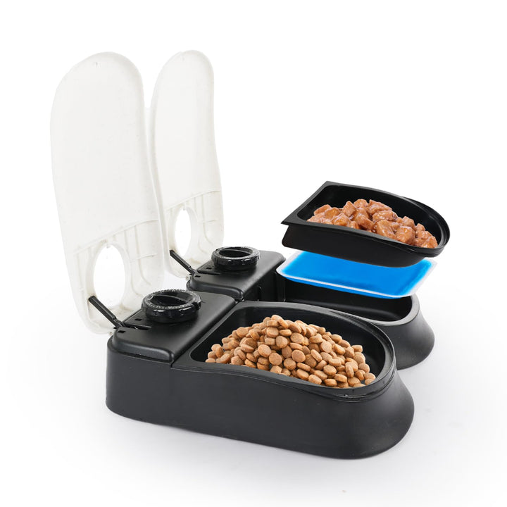 PAWISE Automatische Katzenfütterung 2-Mahlzeit Automatische Hundefütterung, mit 48-Stunden Timer, Hu