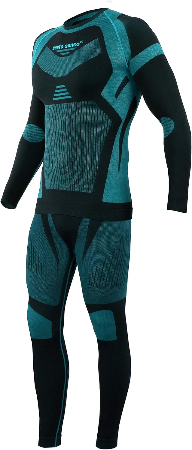 sesto senso Herren Funktionsunterwäsche Set Langarmhemd Leggings Schnelltrocknend Skiunterwäsche M G