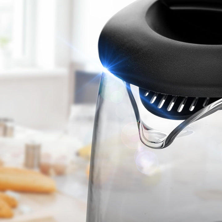 Lehmann LHOEK-2220 Glas Wasserkocher 2 Liter, 2200W, elektrischer Wasserkocher aus Glas mit LED-Hint