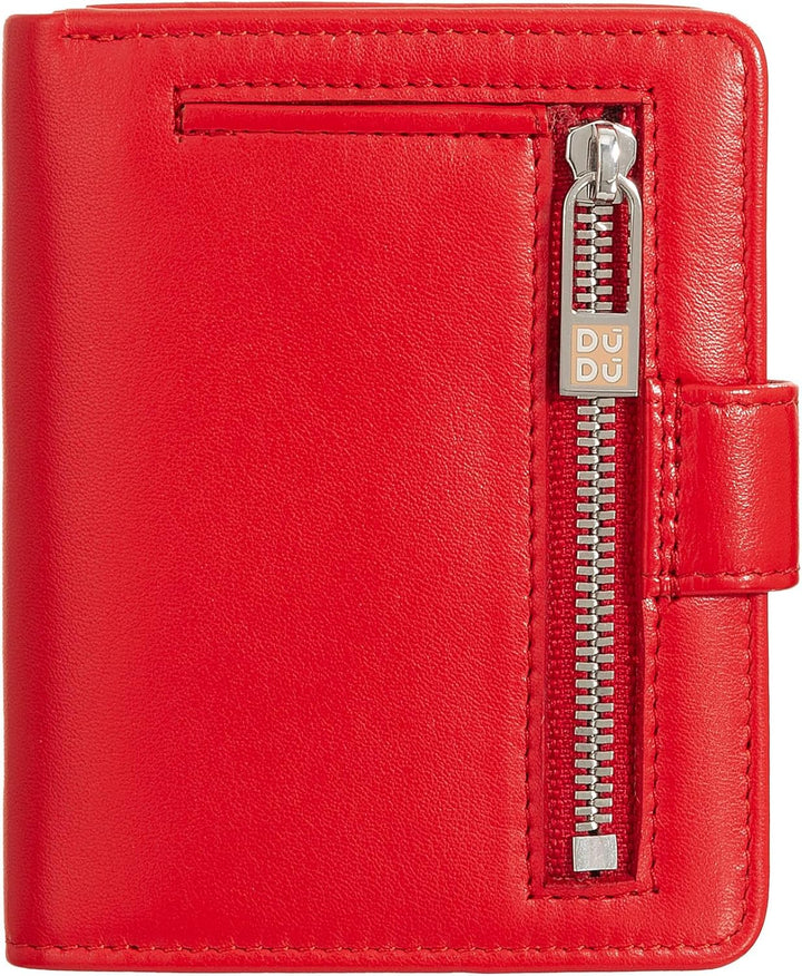 DUDU Damen Geldbörse aus echtes Leder, kleines Leder RFID-Kartenetui mit Reissverschluss, Münzfach,