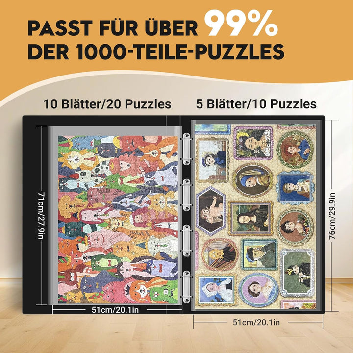 Nariolar Puzzle-Aufbewahrungsordner für 1000 Teile – 15 HD-Taschen, Platz für 30 Puzzles, staubdicht