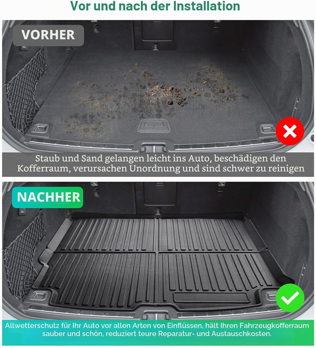 GAFAT 2018-2022 Volvo XC60 Kofferraummatte, XC60 Kofferraumwanne Matten Original 3D Scanner TPO, XC6