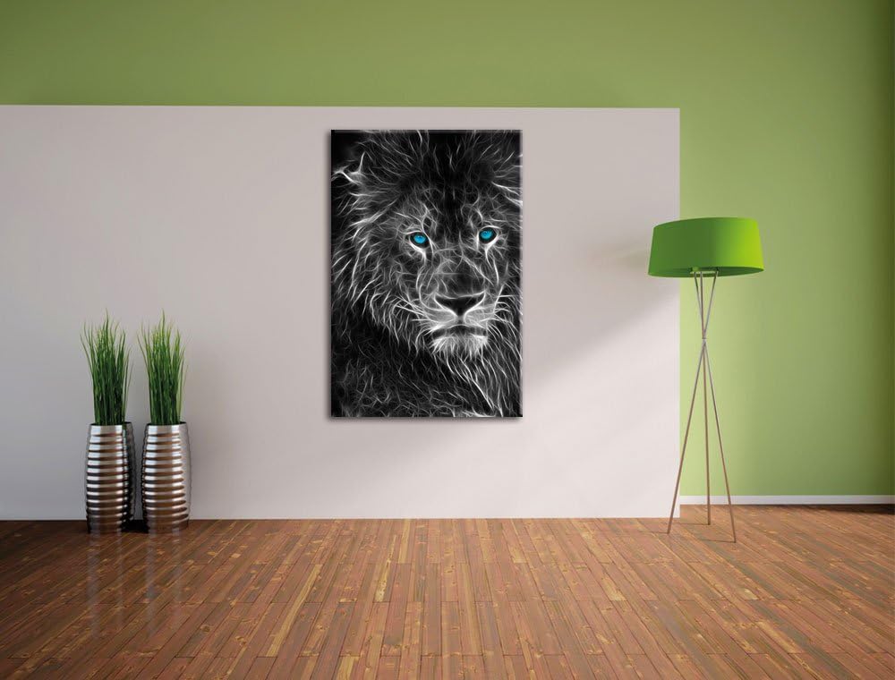 Pixxprint Dark Abstrakter Löwe als Leinwandbild/Grösse: 100x70 cm/Wandbild/Kunstdruck/fertig bespann
