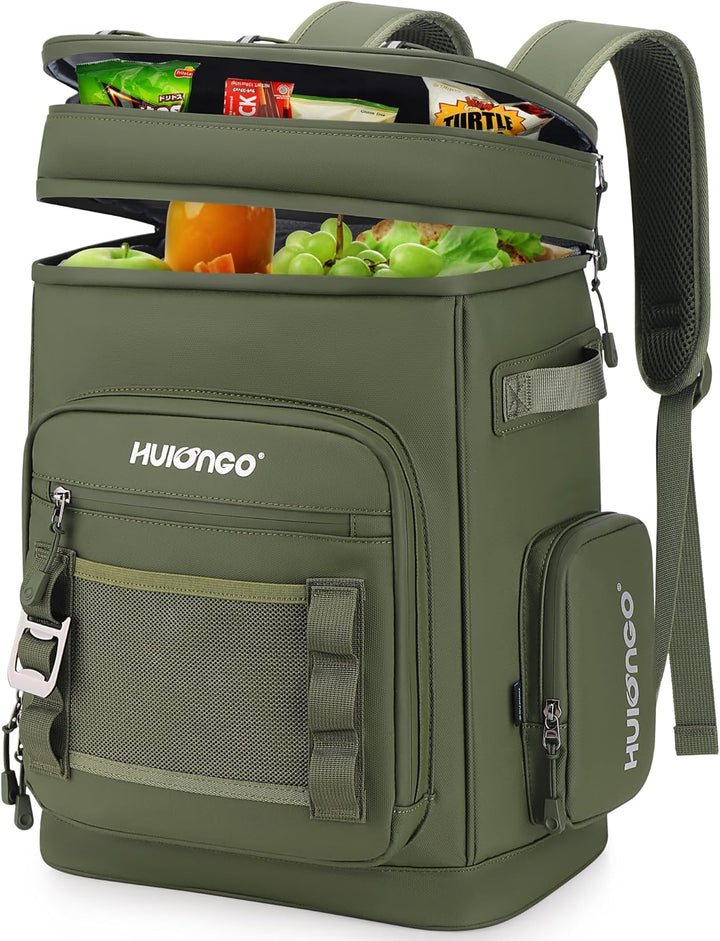 Hulongo Grosser Wasserdichter Isolierter Kühlrucksack Auslaufsicherer Faltbar Kühler Rucksack Grün,