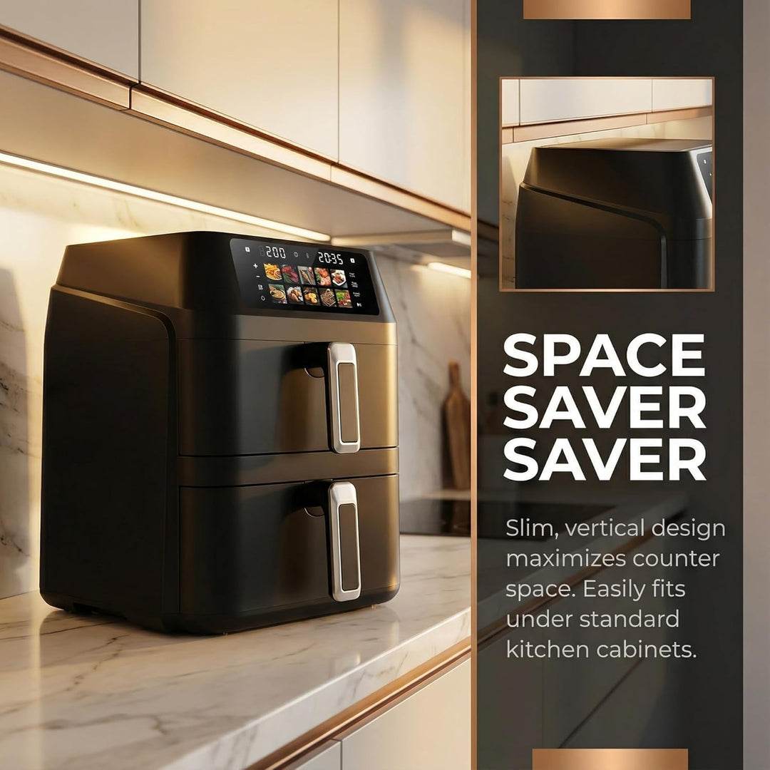 Airfryer, Heissluftfritteuse 2 Kammern, 12 L Heissluftfritteuse, Innovative Mehrfach-Luftgeschwindig
