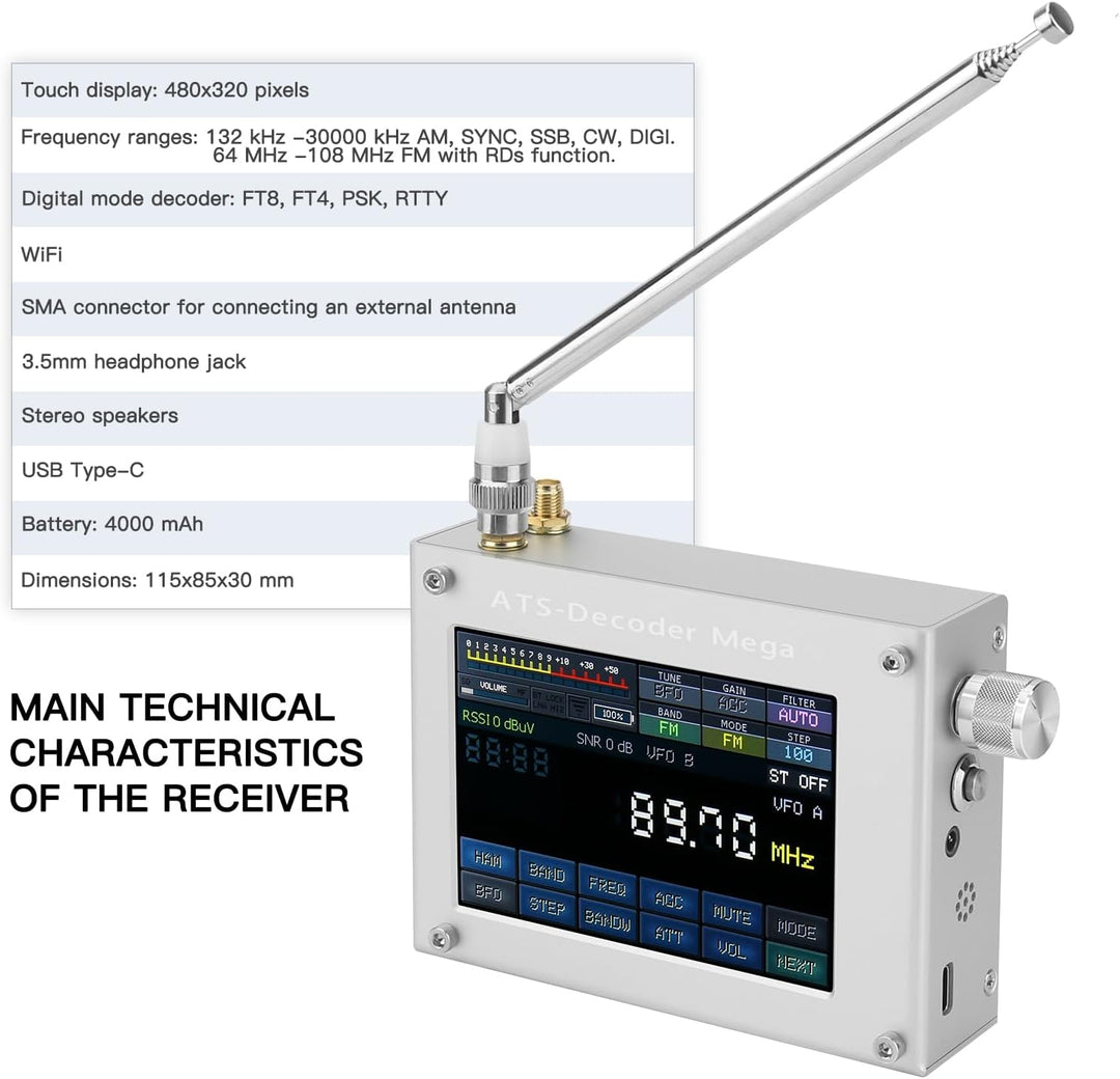 ATS-Decoder Mega SDR Radio AM FM SYNC SSB CW DIGI Empfänger Verbessert Version von ATS25 max-Decoder
