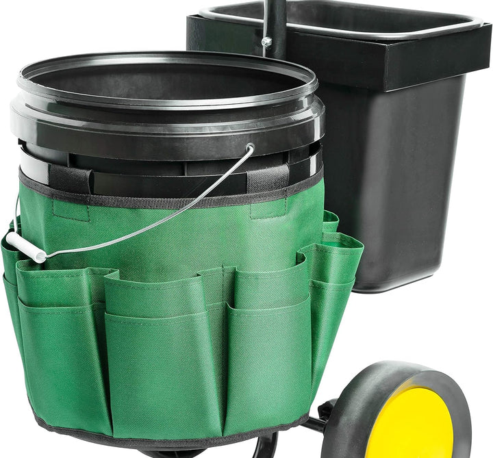 UPP Garten- & Werkzeugtrolley I Transportwagen mit 12 & 20 L Eimer | Gerätehalter und Tasche mit 12