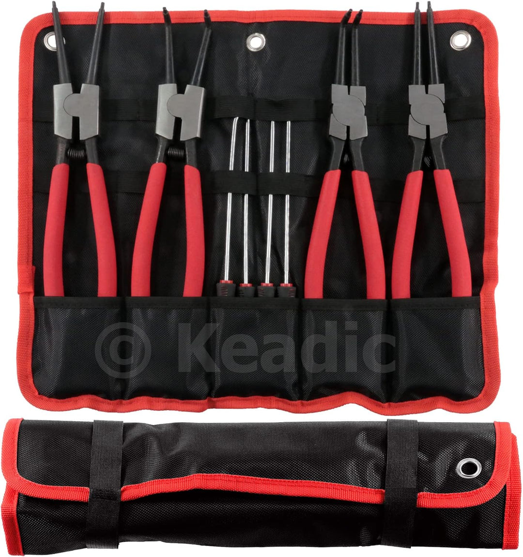 Keadic 8 Stück 13" Interne externe Snap Ringzange Set und Präzisionshaken mit Aufbewahrungstasche, H