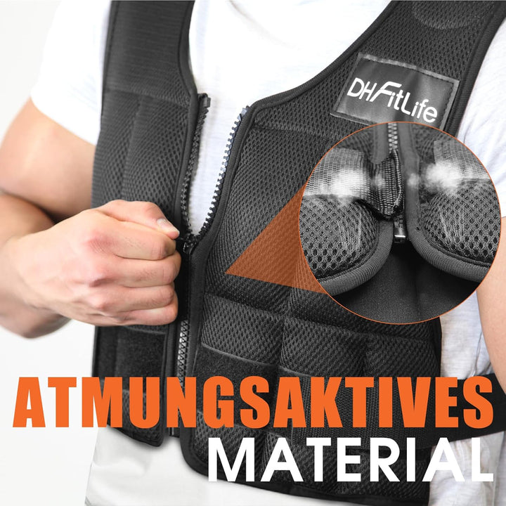 DH FitLife Verstellbare Gewichtsweste 10/20/30KG zum Muskelaufbau u. Krafttraining | Weighted Vest |