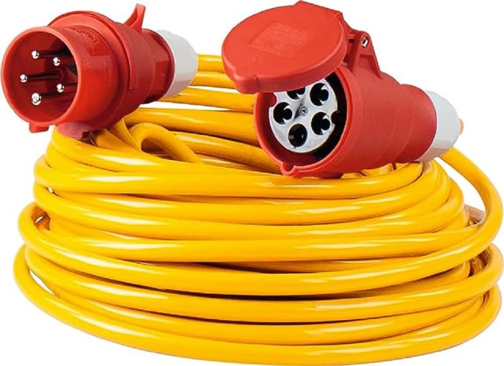 as-Schwabe CEE-Verlängerungskabel 50m 400V 16A Phasenwender 5G2.5 Gelb IP44