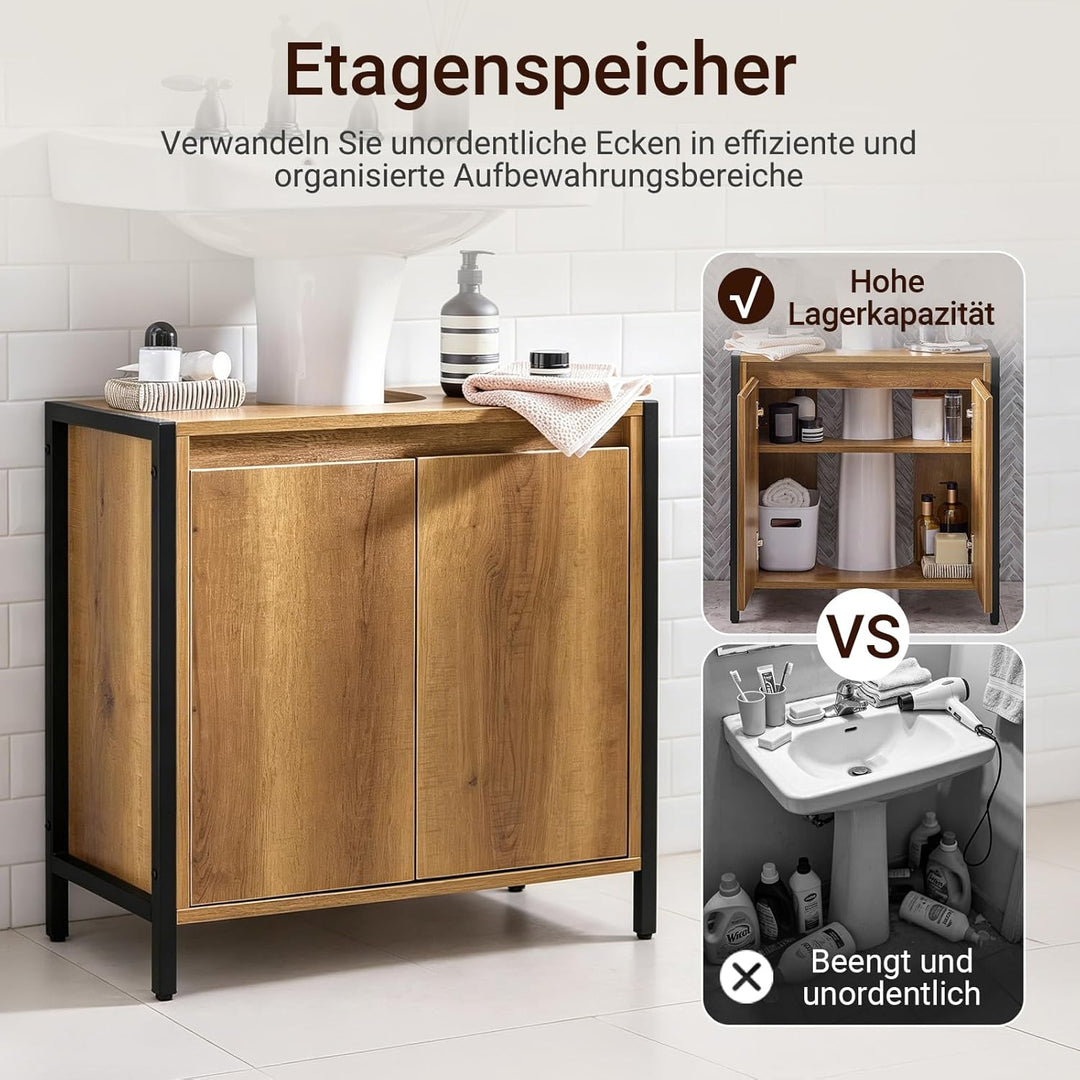 SoBuy BZR63-II-PF Waschbeckenunterschrank Badschrank Waschtisch Unterschrank Badmöbel Vintage BHT ca