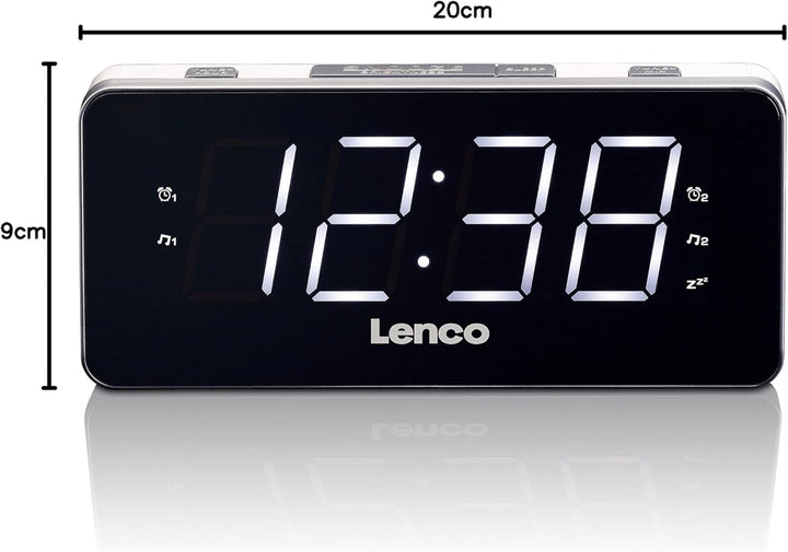 Lenco Radio-Wecker CR-18 Uhrenradio mit riesigem LED-Display (4,6 cm), dimmbar, 2 Weckzeiten (PLL UK