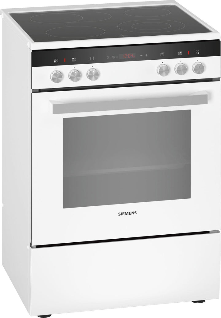 Siemens HK9R3A220 iQ300 freistehender Elektroherd mit Glaskeramik-Kochfeld / A / 60 cm / Weiss / eco