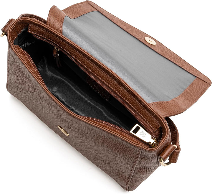 Lazarotti Bologna Leder Umhängetasche Damen | verstellbarer Schultergurt | mittelgrosse Crossbody Ba