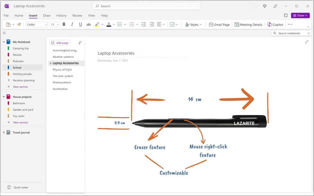 LAZARITE M Pen Schwarz, Active Stylus für Lenovo Yoga 7i/9i, Flex 5, Hp Envy x360/Pavilion x360/Spec