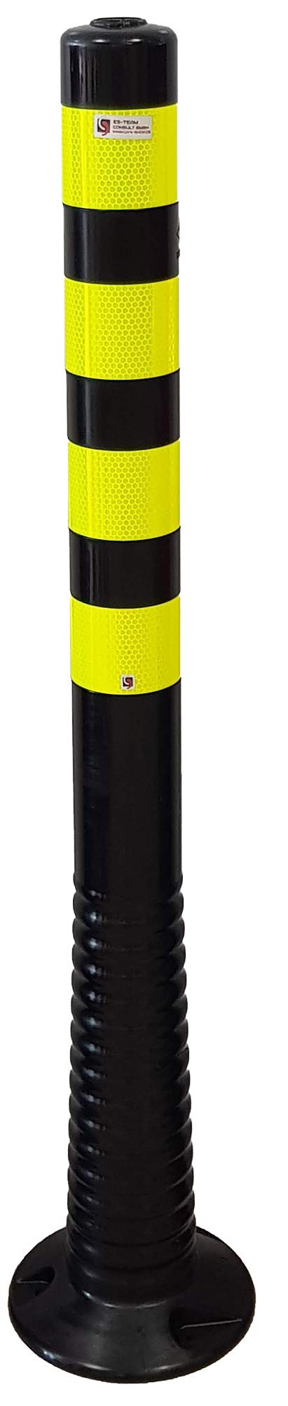 UvV® Reflex Absperrpfosten, Poller 100 cm hoch, flexibel schwarz, reflektierend (1 Stück, Schwarz-Le