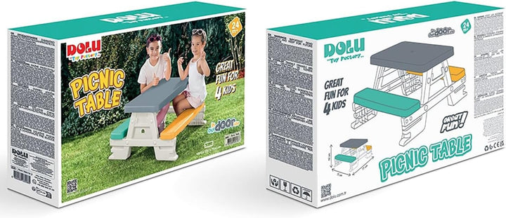 Dolu Unisex-Kinder Picknicktisch Mehrfarbig Weiss Grau Gelb Grün, Weiss Grau Gelb Grün