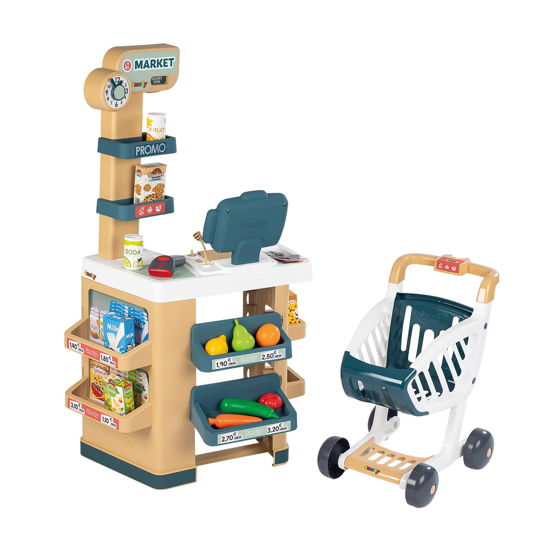 Smoby - Supermarkt mit Einkaufswagen - Spielsupermarkt mit Licht, Sound und Elektronischen Funktione
