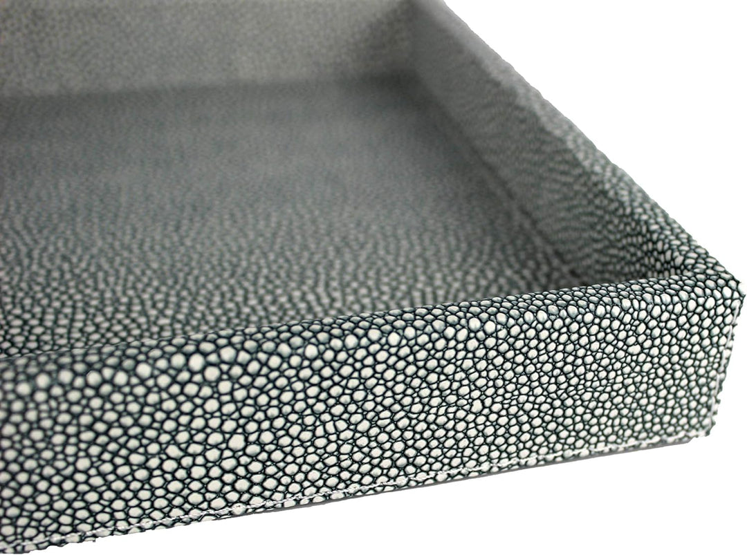 SIGNATURE HOME COLLECTION Kleines Tablett mit Rand, Kunstleder, blau, mittel