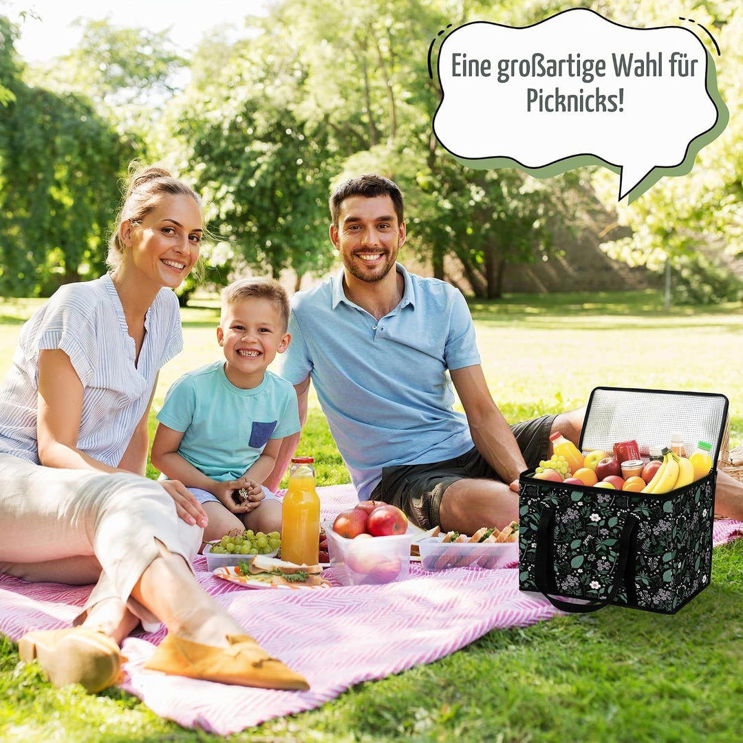 Kühltasche 40L Faltbar Picknicktasche Isolierte Picknick-Lunch-Thermotasche mit stabilen Griffen und