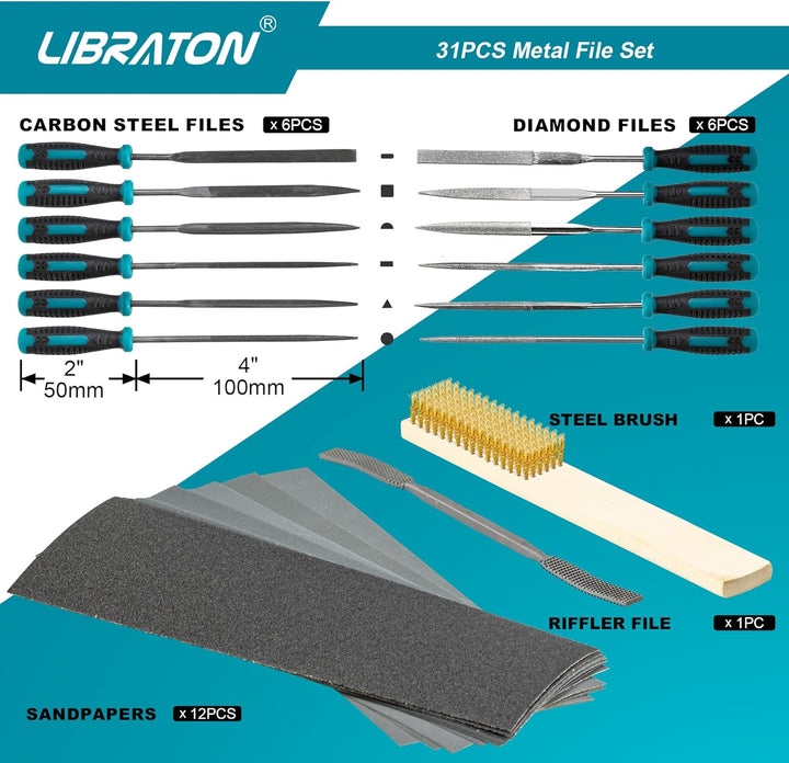 Libraton Feilenset 31tlg, Feilenset Metall, Metallfeilen Set, Schlüsselfeilen, Werkstattfeile Satz f