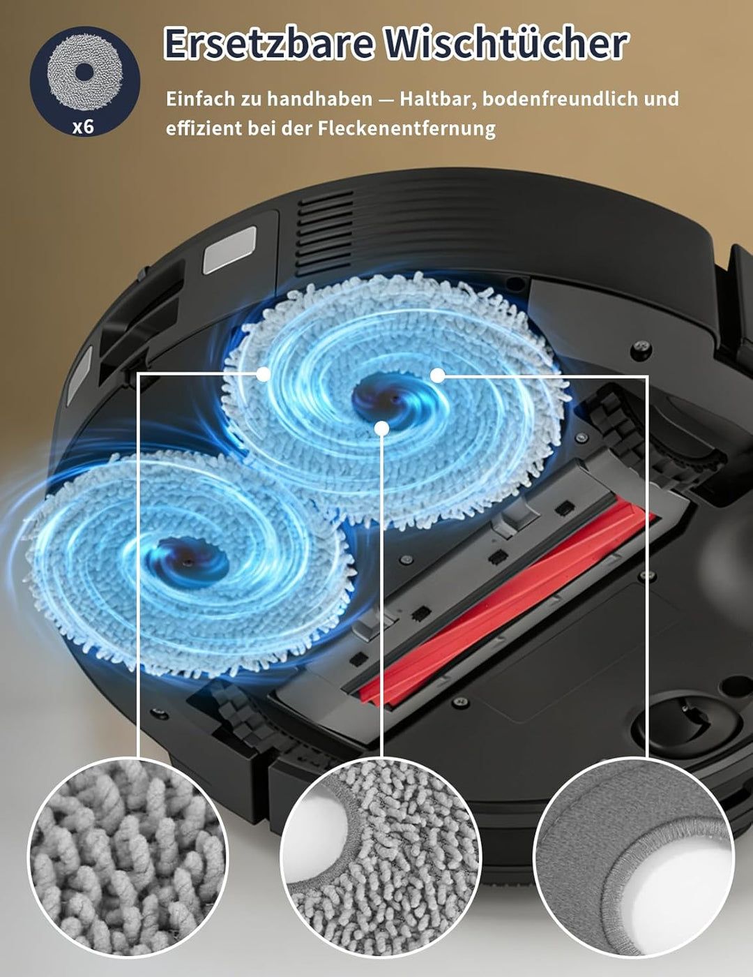 26 Stück Zubehör set für Roborock QV 35A / QV 35S，mit 2 Hauptbürsten, 6 Feuchttücher, 4 HEPA-Filter,