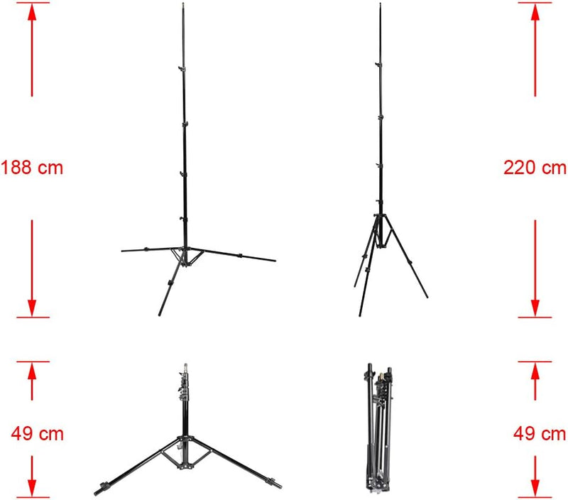 TINKTEEK Lotus kompakt Stativ Lichtstativ Lampenstativ, 1/4 Zoll Gewinde, Stativbeine Ausziehbar, 49